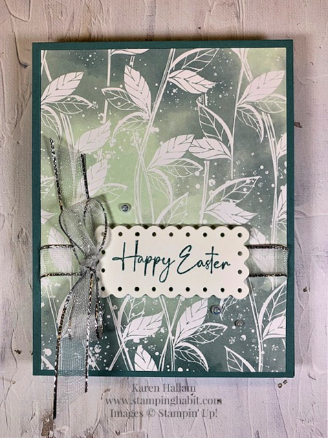 excellent eggs stamp set, hello irresistible dsp, scalloped contours dies, Easter card idea, stampin up, karen hallam