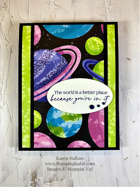 stargazing dsp, last chance products, retiring 2022-24 in colors, birthday card idea, stampin up, karen hallam