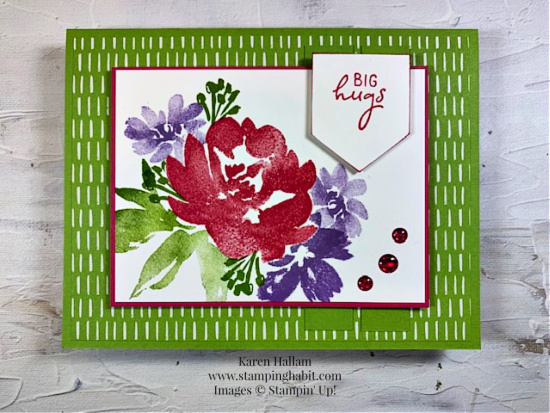 textures floral, perennial postage stamp set, ccmc 811, card of encouragement idea, floral, stampin up, karen hallam