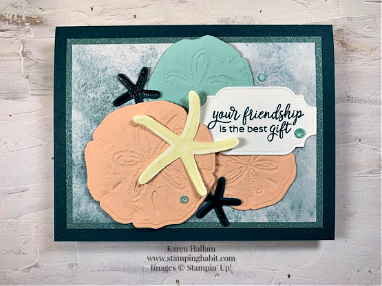 seaside wishes, winter meadow dsp, all that dies, friend card idea, stampin up, karen hallam