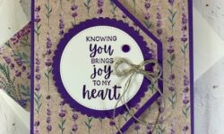so sincere, perennial lavender dsp, stylish shapes dies, angled tri-fold card idea, stampin up, karen hallam