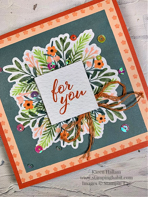 layering leaves, frames & flowers dsp, multi-occasion "for you" card idea, stampin up, karen hallam