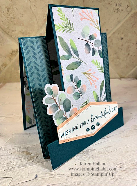 beach day, frames & flowers dsp, nested essential dies, fun fold card idea, stampin up, karen hallam