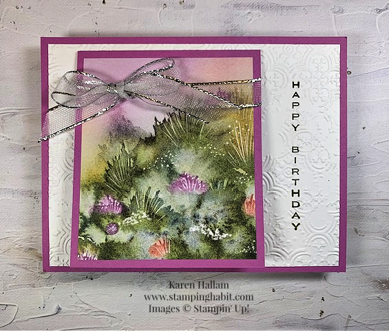 so sincere, thoughtful journey dsp, distressed tile 3D embossing folder, fun fold idea, birthday card idea, stampin up, karen hallam