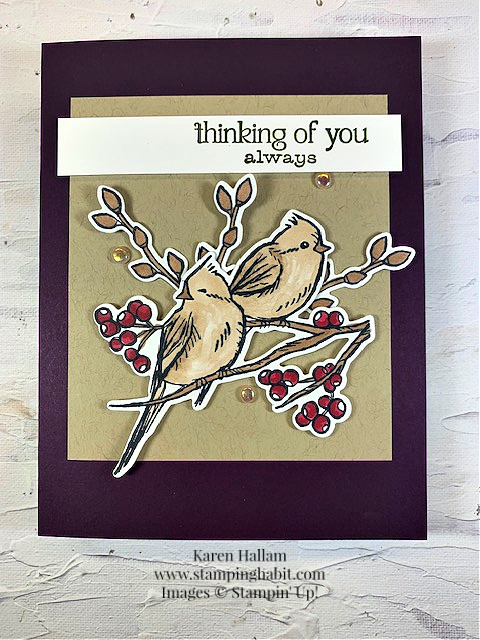 winterly tree tops bundle, thinking of you card idea, stampin up, karen hallam