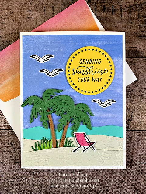 beach day bundle, everyday details dies, paper piecing technique, cc2c, beach scene, card of encouragement, stampin up, karen hallam