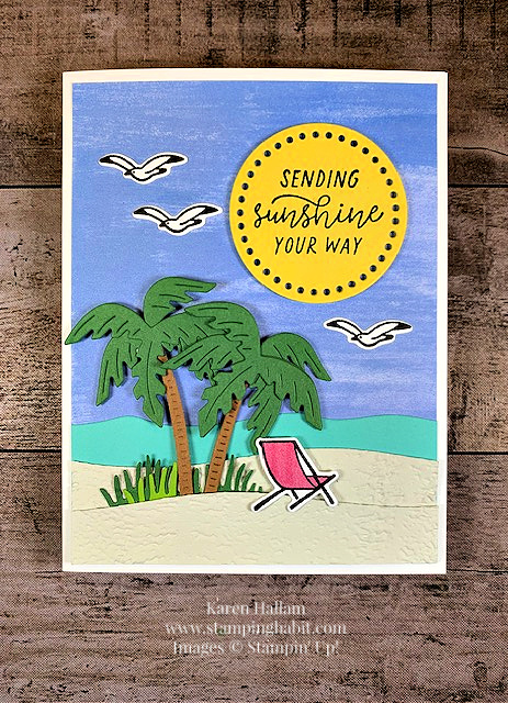 beach day bundle, everyday details dies, paper piecing technique, cc2c, beach scene, card of encouragement, stampin up, karen hallam