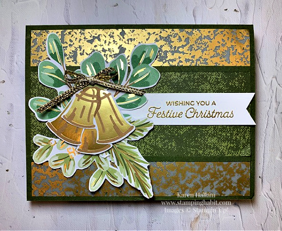 trucking along, season of green & gold, gold mercury vellum, csf833, christmas card idea, stampin up, karen hallam