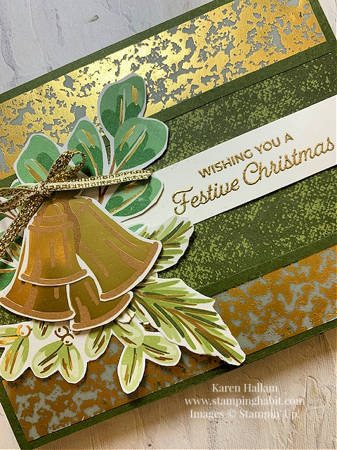 trucking along, season of green & gold, gold mercury vellum, csf833, christmas card idea, stampin up, karen hallam