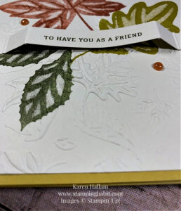 autumn leaves, leaf fall 3d embossing folder, csf 840, thankful card idea, friend card idea, stampin up, karen hallam